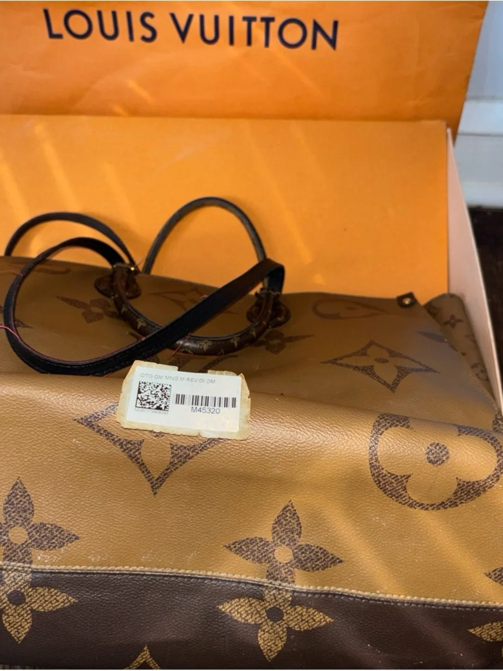 Louis Vuitton Beige Canvas Duffel with Dark Brown Leather Handles
